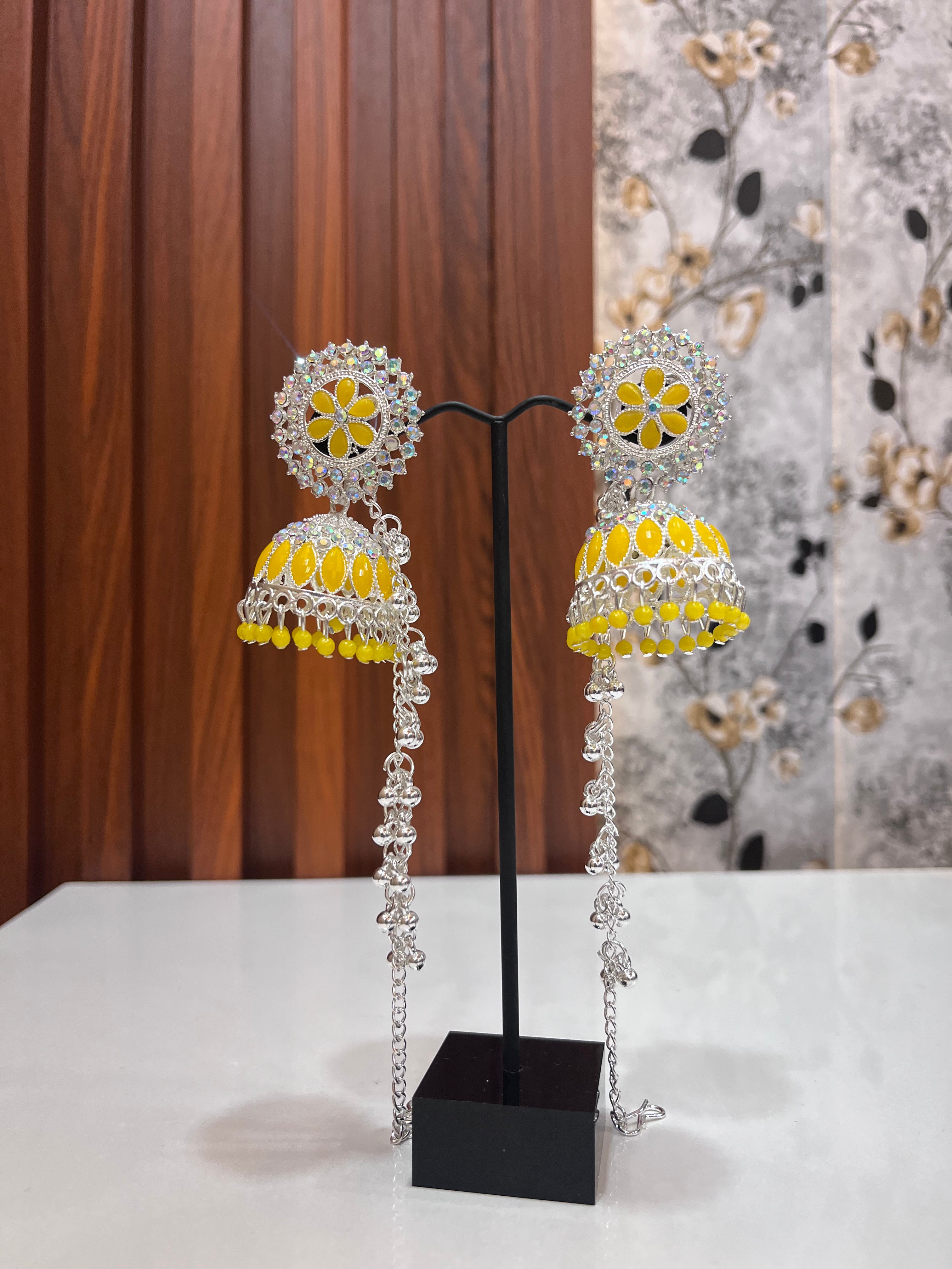 Elegant Sparkles Premium Pearl Stone Jhumka Earrings