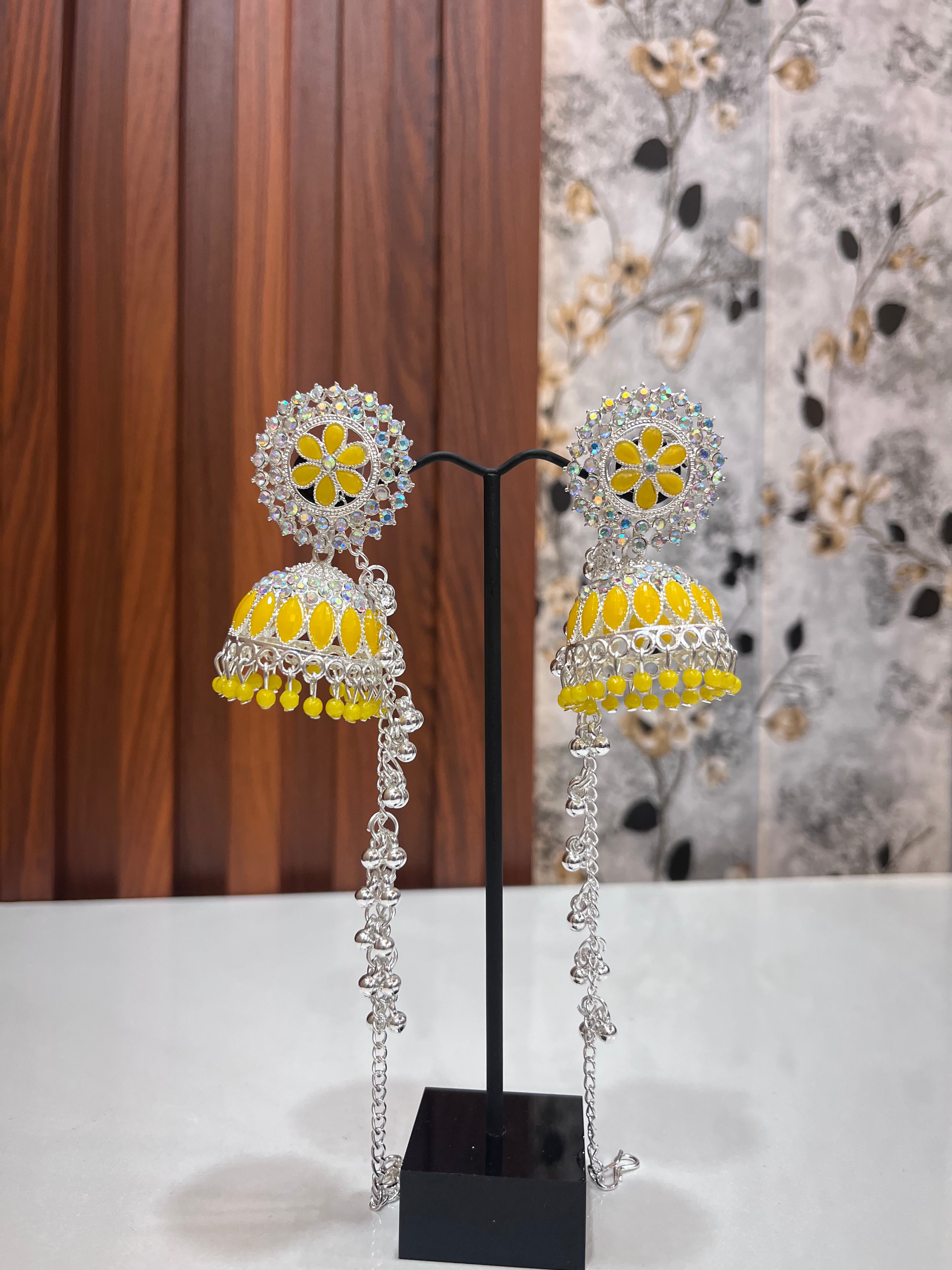 Elegant Sparkles Premium Pearl Stone Jhumka Earrings