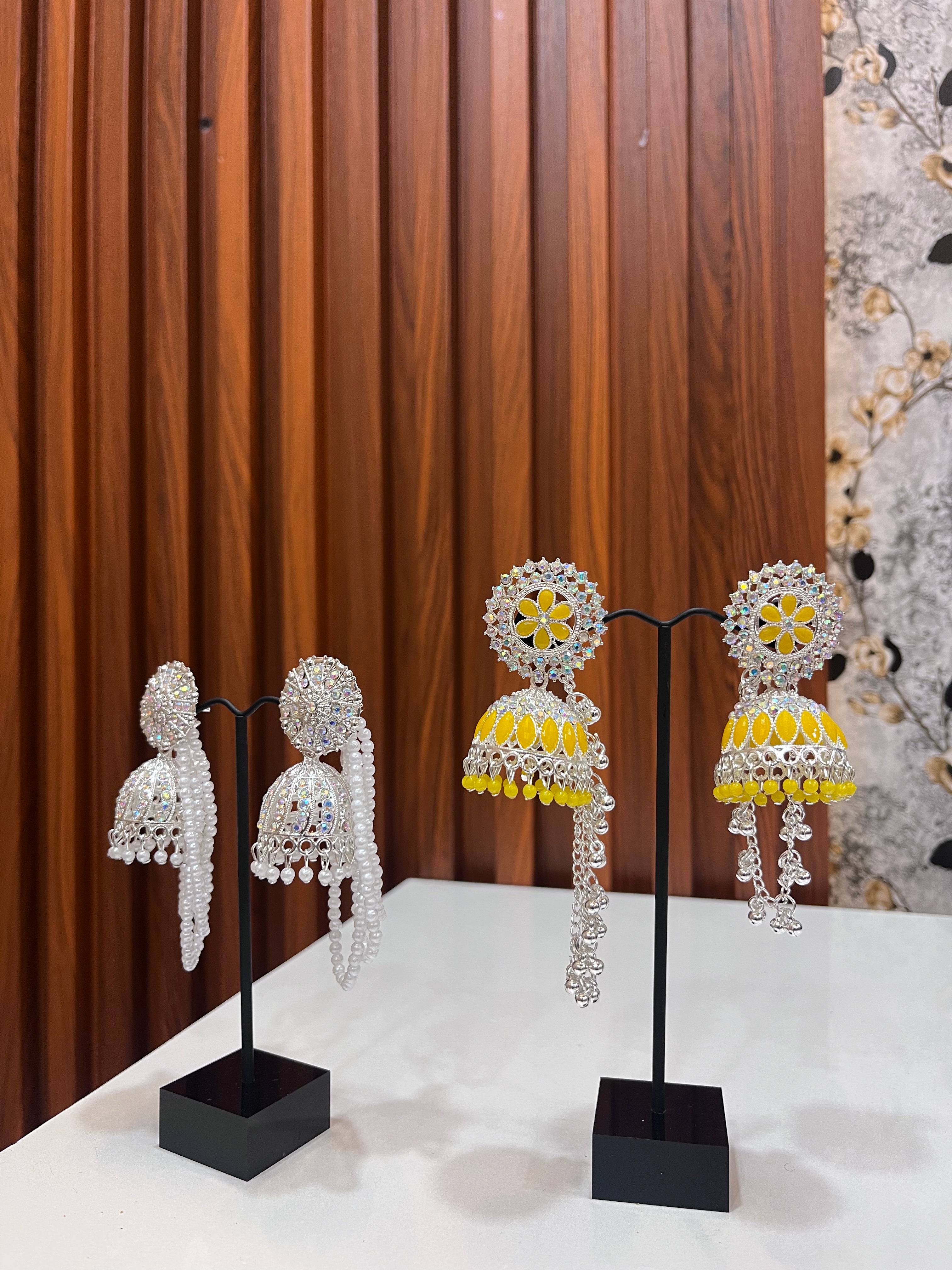 Elegant Sparkles Premium Pearl Stone Jhumka Earrings