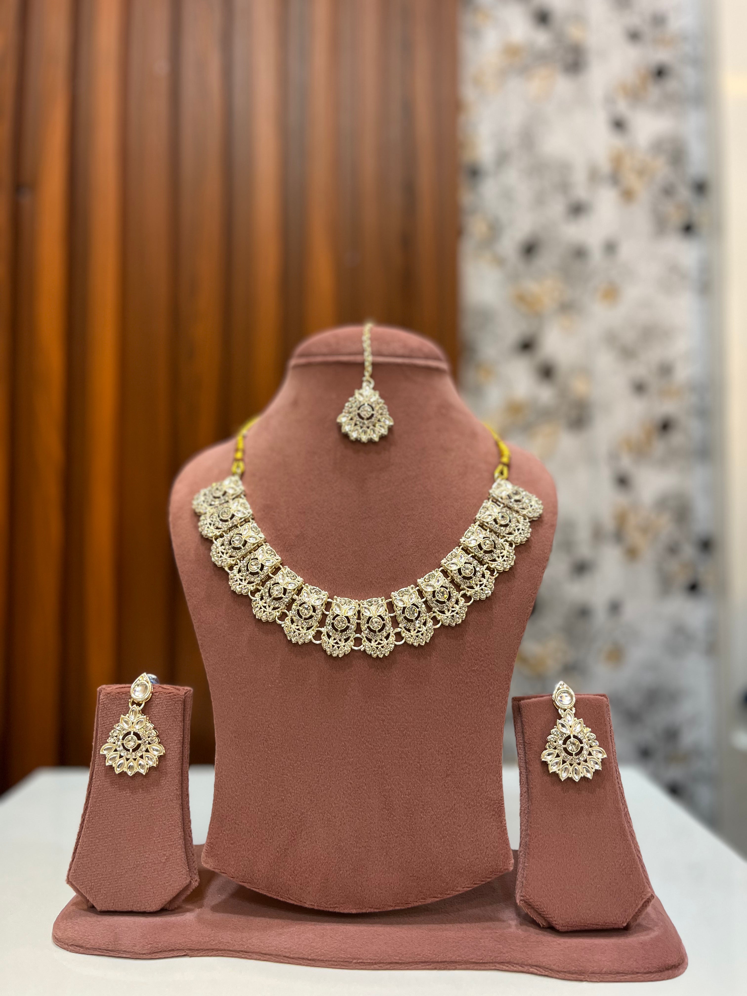 Elegant Sparkles Royal Kundan Stone Necklace Set
