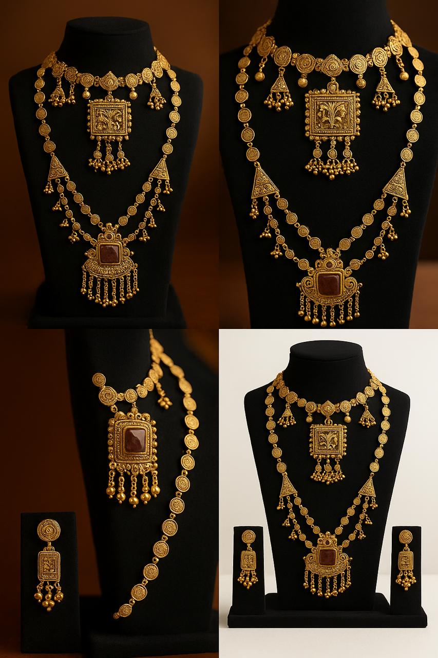 Royal Heritage Gold Plated Bridal Jewellery Set – Necklace & Earrings